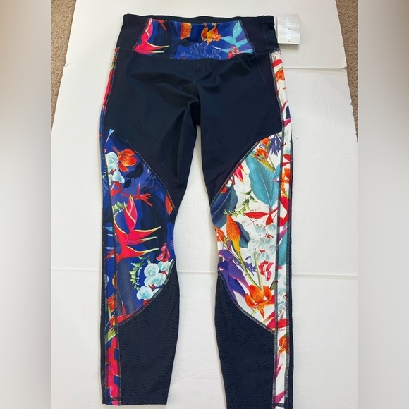 Athleta Tropical Precision 7/8 Ankle Tight Leggings Navy Floral New Size Large - Picture 1 of 10